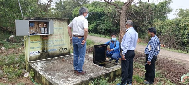 Pictured: TWIC Team at Rangapuram Village examining Raw Water Collection Tank